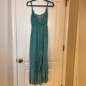 Rumor | Teal Asymmetric Teardrop Print Strappy Dress  Sz. 8 NWT